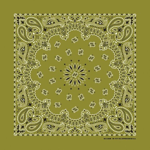 USA Made 100% Cotton Paisley Bandanas 22"X22" Olive Adults, Kids, Dogs, Crafts - Picture 1 of 1